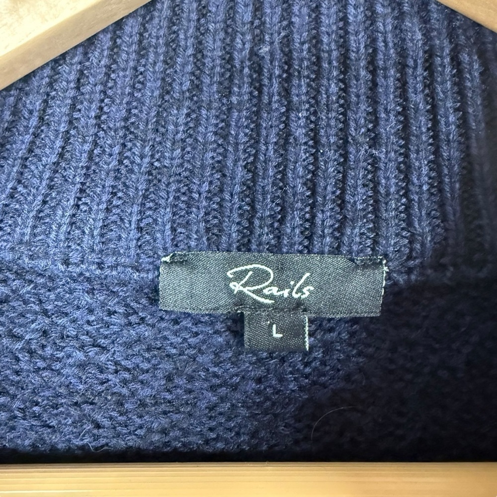 Rails Men’s Full Zip Wool Blend Knit Sweater in Navy Blue Size L - Picture 5 of 10